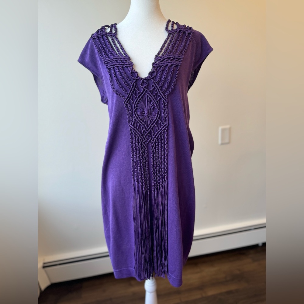 Nanette Lepore Galleon Silk Macrame Tassel Dress L